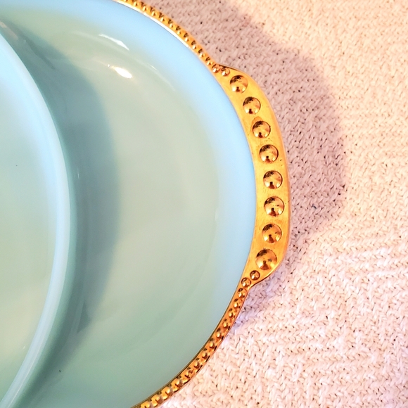 Vintage Fire King Delphite Blue Relish Dish Divided Dish - Picture 9 of 11